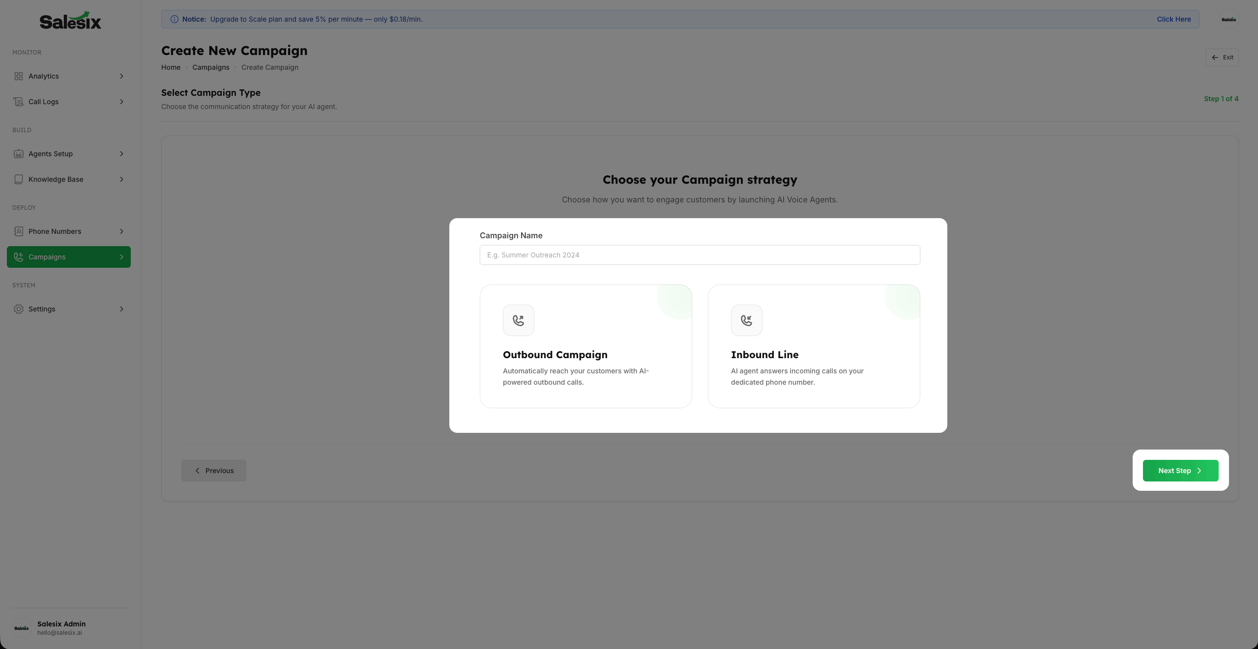 Initiating a New Campaign