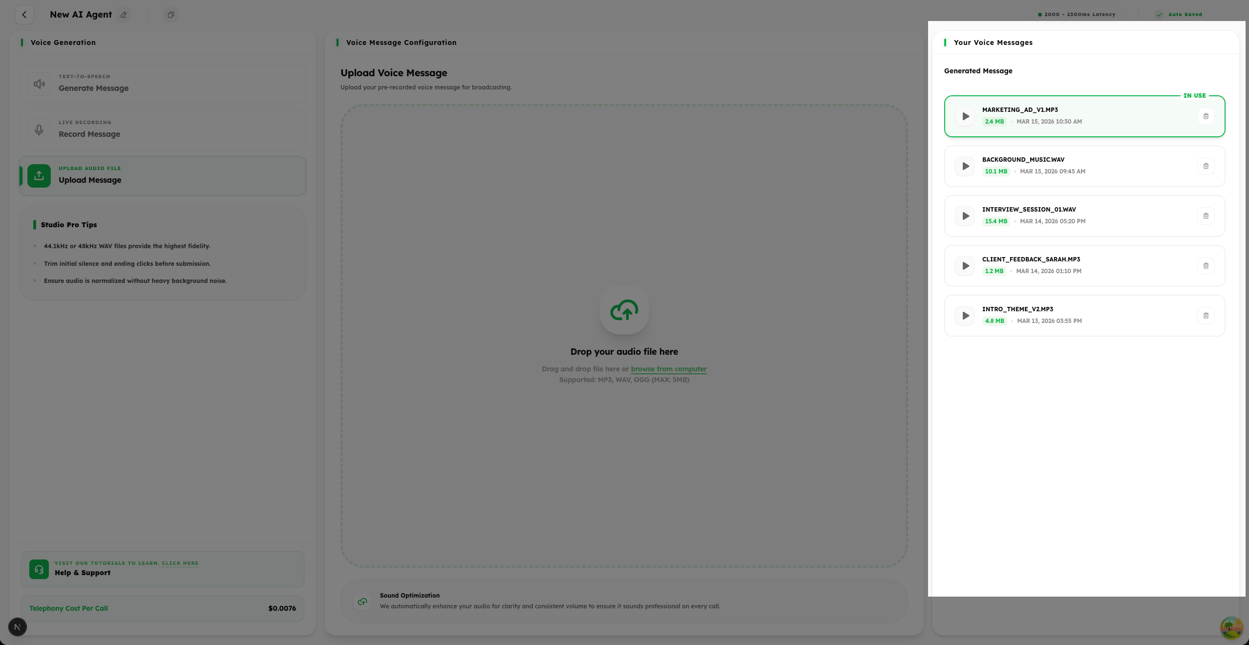 Step 3: Manage Your Uploaded Audio Files
