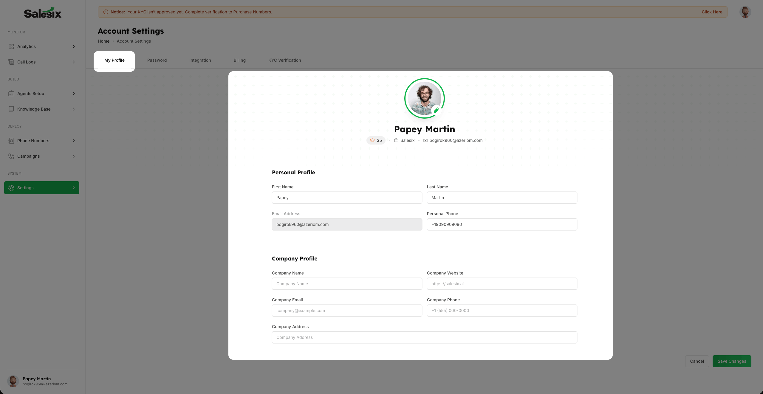 Personal & Company Profile