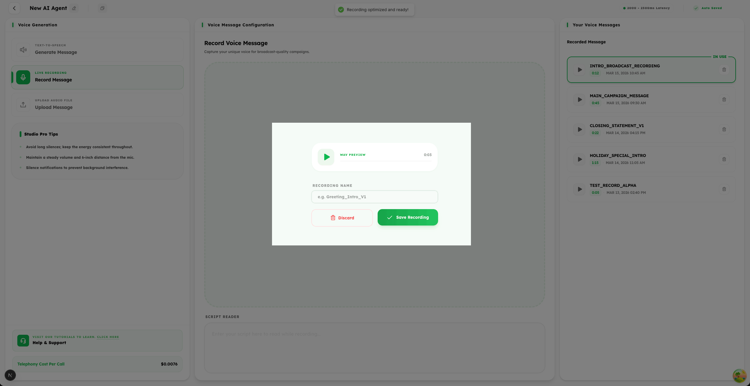 Step 2: Save Your Recorded Voice Message
